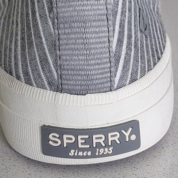 Sperry Memory Foam Gray/Whte  Striped Top-Siders Size 7M - Picture 7 of 16
